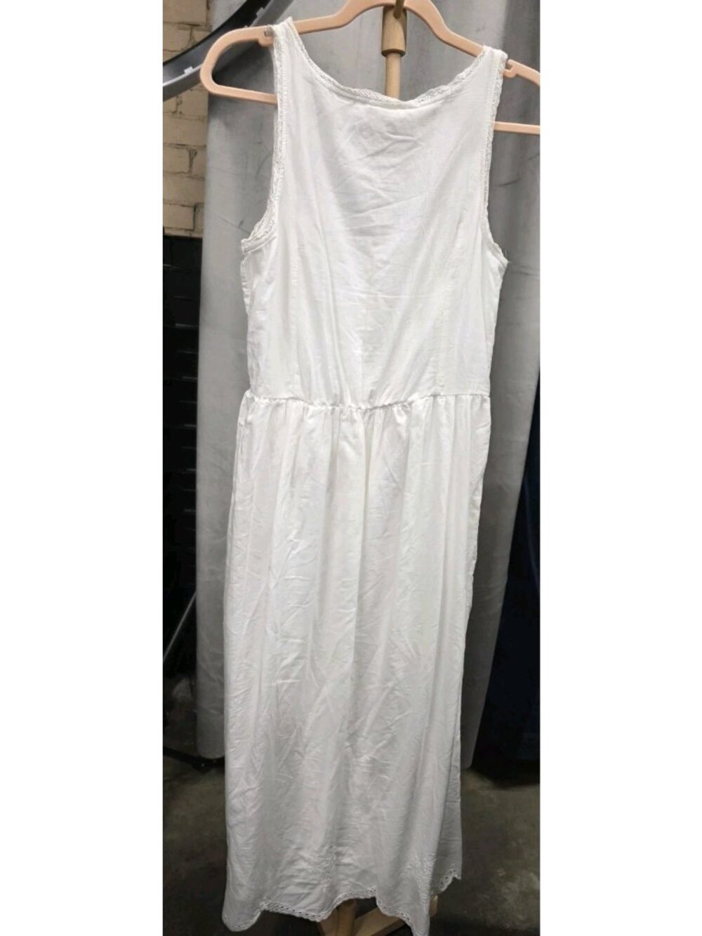 Universal Thread White Button Front Midi Dress XL Cotton Lace Trim Boho.WL299 - Picture 5 of 6